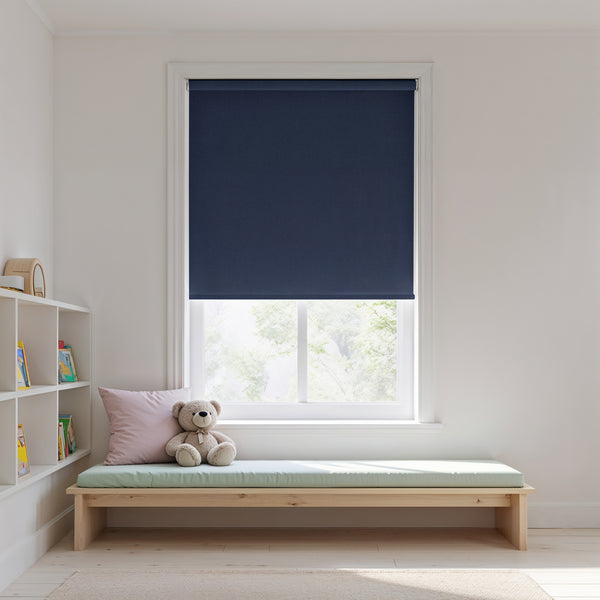 Lares Dark Azure Blue Roller Blind